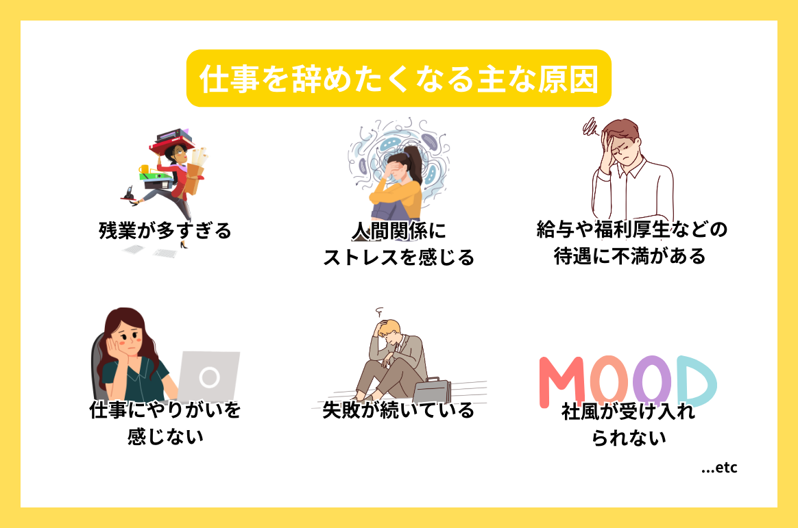 仕事を辞めたくなる主な原因