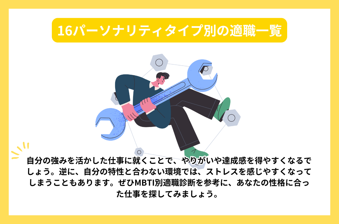 16パーソナリティタイプ別の適職一覧